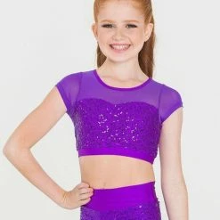 Studio 7 Dancewear Attitude Sequin Crop Top | Purple