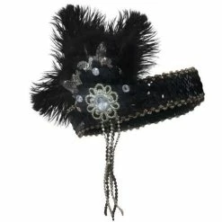 Sweidas Deluxe Flapper Headpiece - Black/Silver