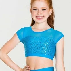 Studio 7 Dancewear Attitude Sequin Crop Top | Turquoise