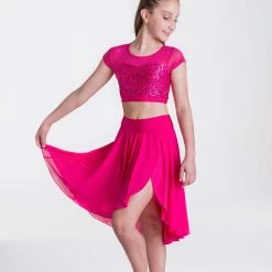 Studio 7 Dancewear Attitude Sequin Crop Top | Fuchsia Pink