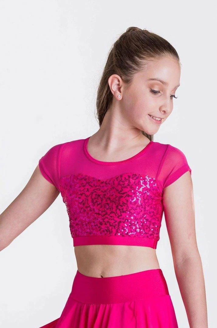 Hot Sale ๐คฉ Studio 7 Dancewear Attitude Sequin Crop Top | Fuchsia Pink ๐ 1 Studio 7 Dancewear Attitude Sequin Crop Top | Fuchsia Pink