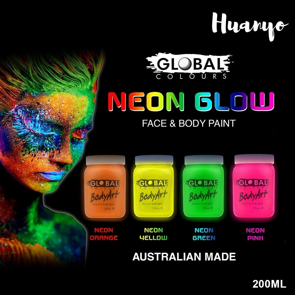 Wholesale 🎉 Global Colours Global - Glow In The Dark - Body Art Pots 45ml 🧨 1 Global Colours Global - Glow In The Dark - Body Art Pots 45ml