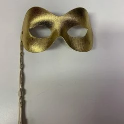 Carnival Products Masks & Masquerade Mask - Gold On Stick