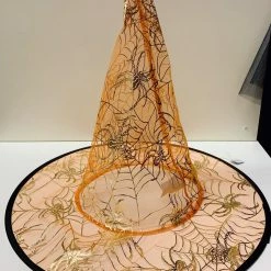 Carnival Products Witch Hat - Orange With Gold Spiders/Webs