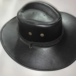 JD Party Cowboy Hat - Faux Leather Black