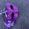 JD Party Masks & Masquerade Mask - Purple With Flower & Gold Glitter Trim