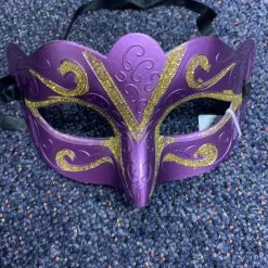 JD Party Mask - Purple With Gold Glitter Trim Masks & Masquerade