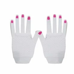 JD Party Short Fishnet Gloves - White