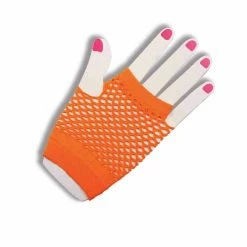 JD Party Short Fishnet Gloves - Orange