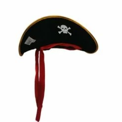 JD Party Pirate Hat - Black Gold Trim/Red Tie