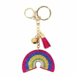Pink Poppy Rainbow Bag Charm Keyring