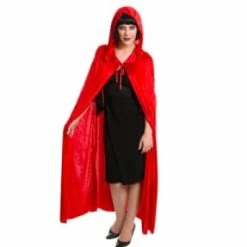Dr. Toms Red Velvet Cape With Hood Vests, Waist Coats, Capes.