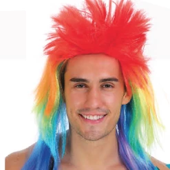 CMA Long Rainbow Spiky Mullet Wig Pride / Rainbow Costumes