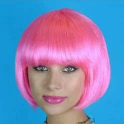 JD Party Wigs Wig - Pink Bob With Fringe